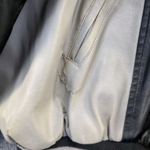 Steve & Barry's Men's Full Zip PVC Leather Varsity Jacket Black Gray XXL Baller - Picture 5 of 16